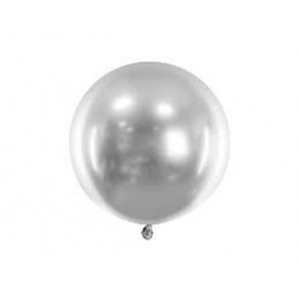Folinis blizgus balionas 60 cm skersmens sidabrinis